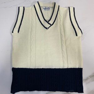 Vintage Harpees Ivory and Navy Sweater Vest